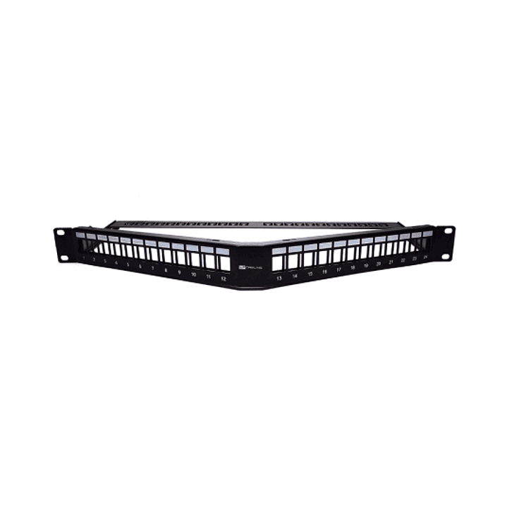 WP Patch Panel de 24 Puertos RJ45 CAT6 UTP - 1U Keystone Angulado - Color Negro 1