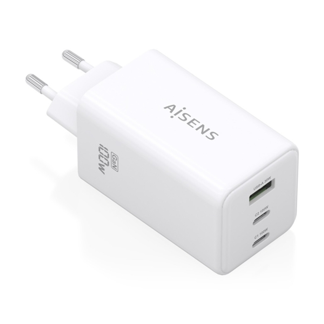 Aisens Cargador GAN 100W - 2xUSB-C PD3.0, QC4.0, QC5.0 - 1xUSB-A QC3.0 - Color Blanco 1