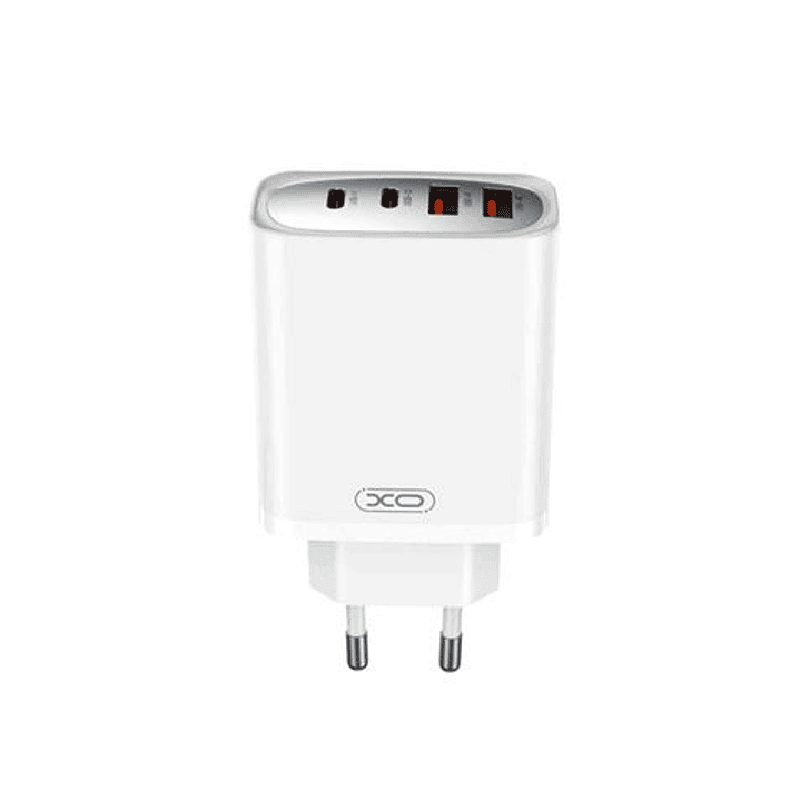 XO Cargador Rapido - USB-A 22.5W - 2 Puertos Tipo C - Multiples Voltajes - Alta Eficiencia - Color Blanco 1