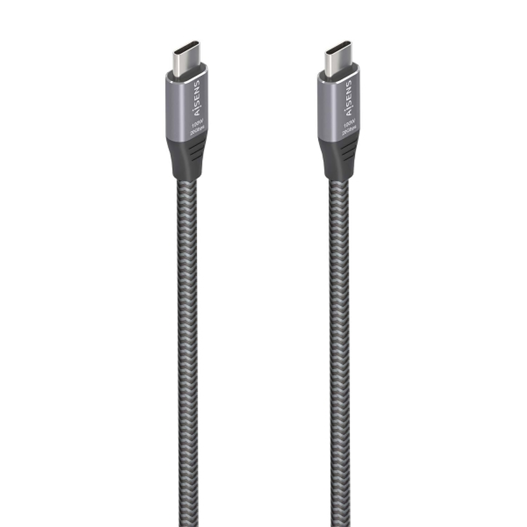 Aisens Cable USB 3.2 Gen2x2 Aluminio 20Gbps 8K@30Hz 5A 100W E-Mark - Tipo USB-C/M-USB-C/M - 3.0m - Color Gris 1