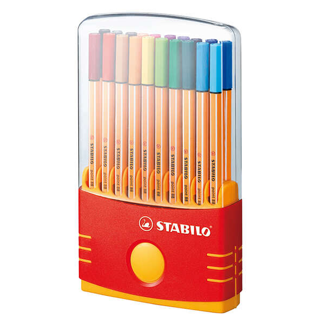 Stabilo Point 88 Pack de 20 Rotuladores de Punta Fina de Fibra - Trazo de 0.4mm. - Tinta con Base de Agua - Apto para Reglas y Plantillas - Colores Su 1
