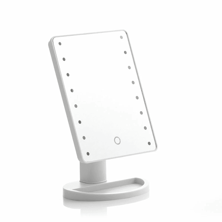 Innovagoods Perflex Espejo de Sobremesa - Luz LED Blanca Regulable - Inalambrico - Tactil - Soporte Desmontable - 17x27x12cm - Color Blanco 1