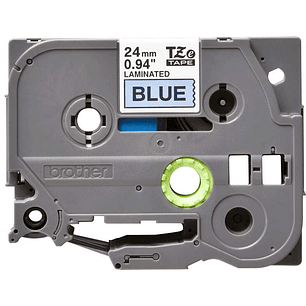 Brother TZe555 Cinta Laminada Original de Etiquetas - Texto blanco sobre fondo azul - Ancho 24mm x 8 metros