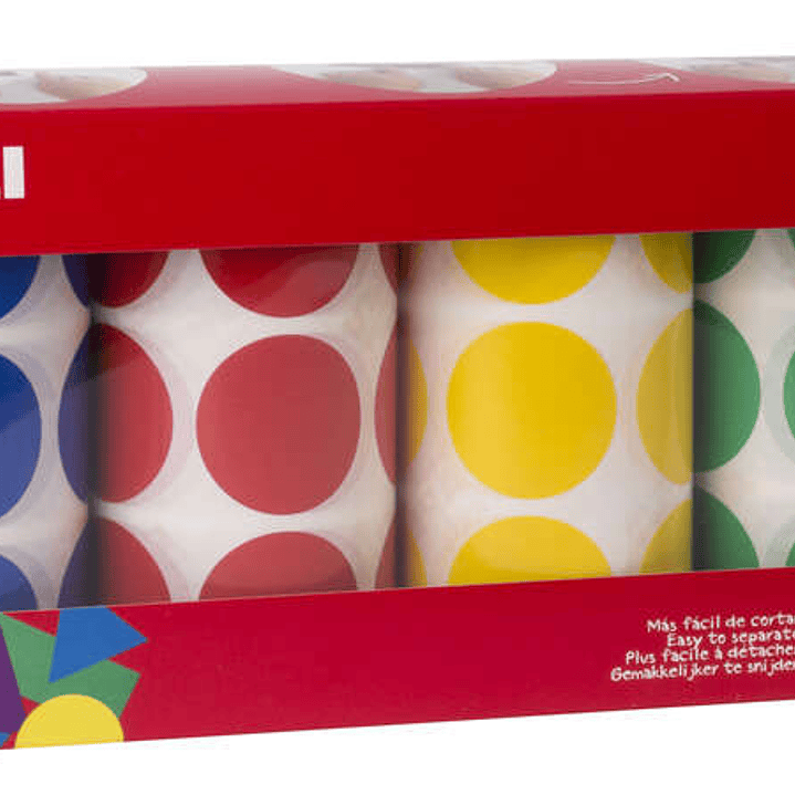 Apli Gomets Redondos Ø 33mm - Pack de 4 Rollos con 2832 Gomets - Adhesivo Permanente - Ideal para Desarrollar Habilidades en Guarderias 1