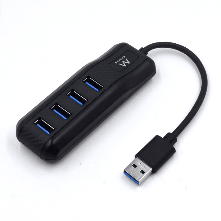 Ewent EW1138 Hub 4 Puertos USB 3.2 - Longitud Cable 15 cm - Velocidad Transferencia max 5Gps - Color Negro 1
