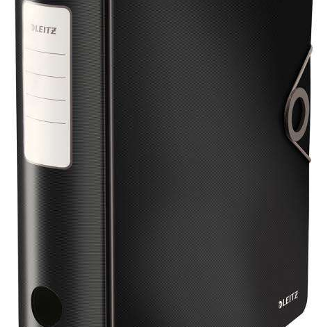 Leitz Active Solid Archivador de Palanca para formato A4 - Lomo Ancho Redondeado de 75mm - Mecanismo de 180° - Cierre con Goma Elastica - Color Negro 1