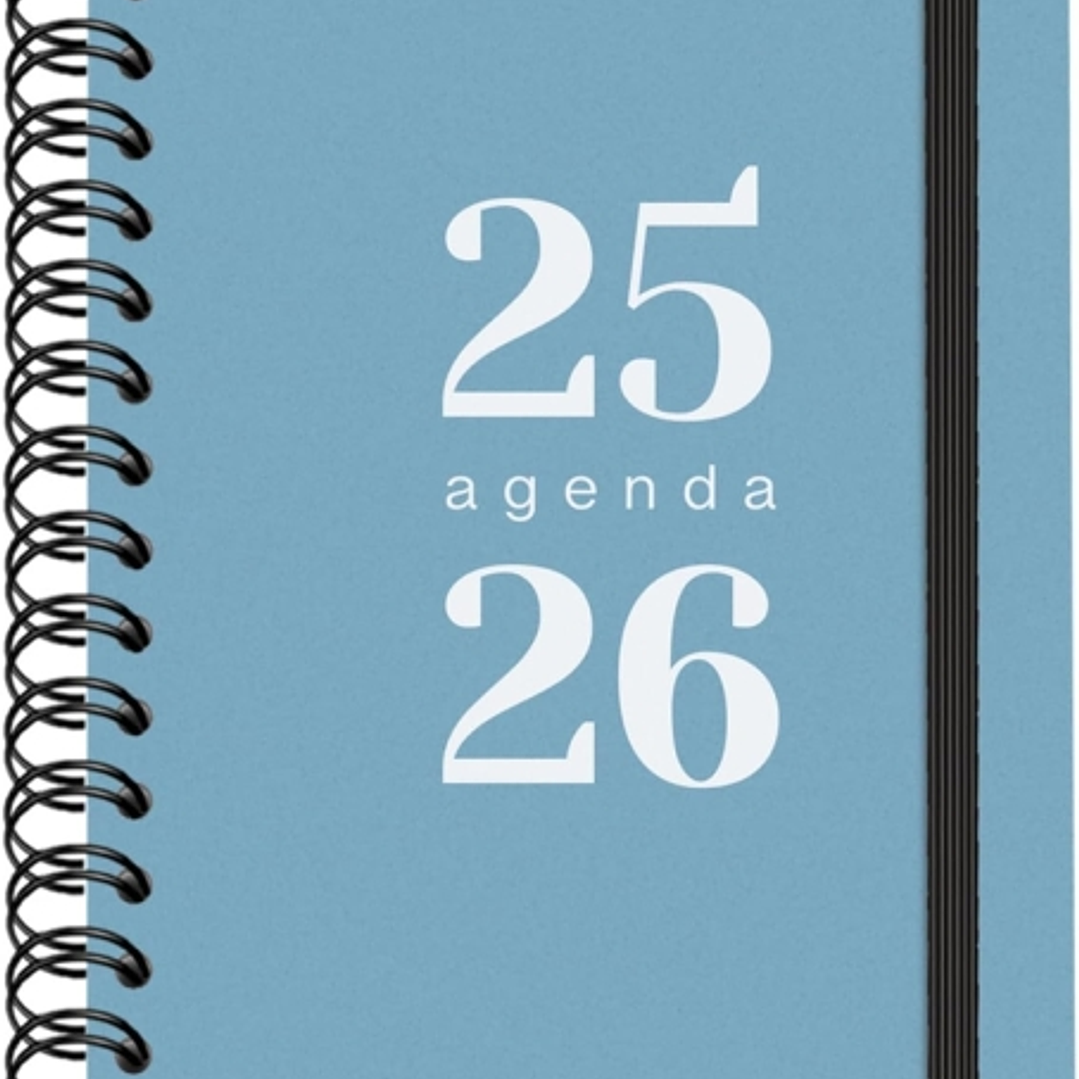 Dohe Grammar Agenda Escolar 25/26 Espiral A5 - Dia Pagina - Papel 80g/m2 - Cubierta de Polipropileno - Cierre de Goma Elastica - Color Azul 1