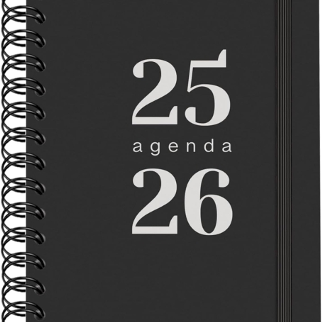 Dohe Grammar Agenda Escolar 25/26 Espiral A5 - Dia Pagina - Papel 80g/m2 - Cubierta de Polipropileno - Cierre de Goma Elastica - Color Negro 1