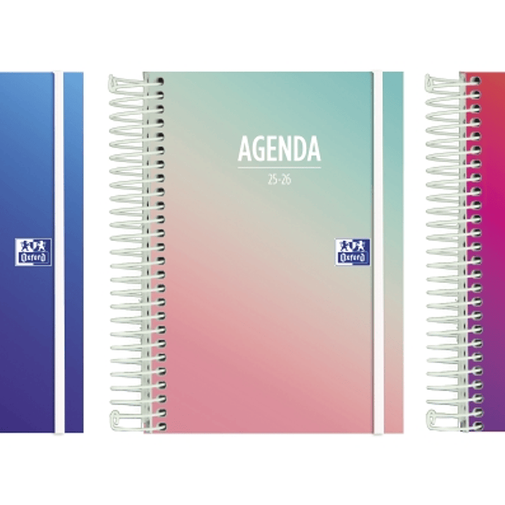 Oxford Gradient Agenda Escolar 25/26 Espiral Dia Pagina - Tamaño 8º - Tapa Extradura - Esquinas Microperforadas - Espacio para Notas - Cierre con Goma 1