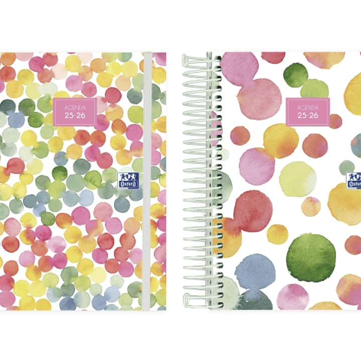 Oxford Joy Agenda Escolar 25/26 Espiral Dia Pagina - Tamaño 8º - Tapa Extradura - Esquinas Microperforadas - Espacio para Notas - Cierre con Goma - Di 1