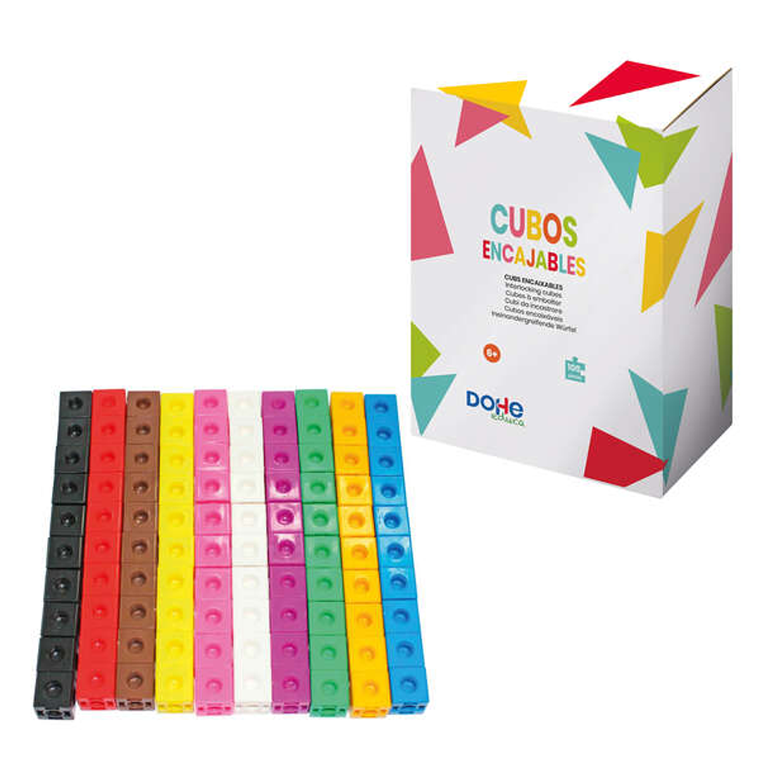 Dohe Cubos Encajables de Colores - 2cm de Arista - Material Manipulativo para Matematicas - Recomendado para Primaria 1