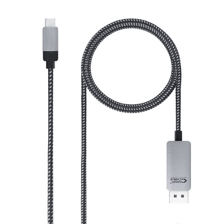 Nanocable Cable Conversor USB-C Macho a DisplayPort Macho 1.80m - Color Negro/Plata 1