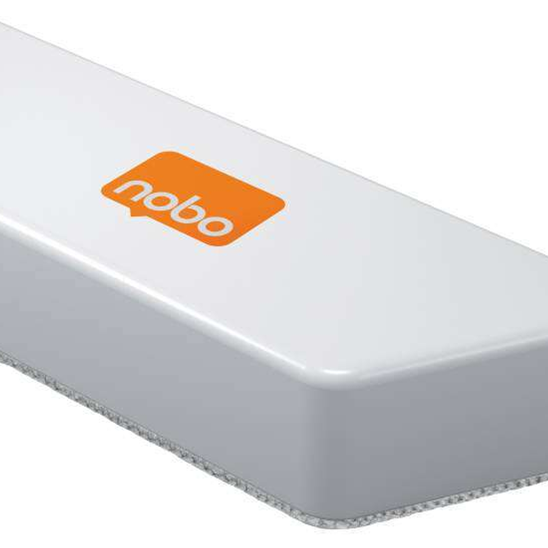 Nobo Borrador Microfibra para Pizarra Blanca - Eliminacion Eficaz de Tinta y Suciedad - Blanco - Almohadilla Lavable - Iman Integrado - Incluye 1 Almo 1