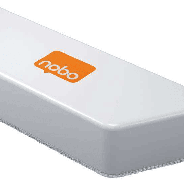Nobo Borrador Microfibra para Pizarra Blanca - Eliminacion Eficaz de Tinta y Suciedad - Blanco - Almohadilla Lavable - Iman Integrado - Incluye 1 Almo 1