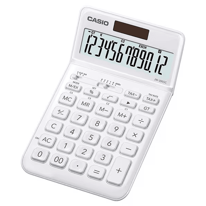 Casio JW-200SC Calculadora de Sobremesa 12 Digitos Inclinacion Ajustable - Simbolos de Comando de Funcion - Memoria Total General e Independiente - Al 1