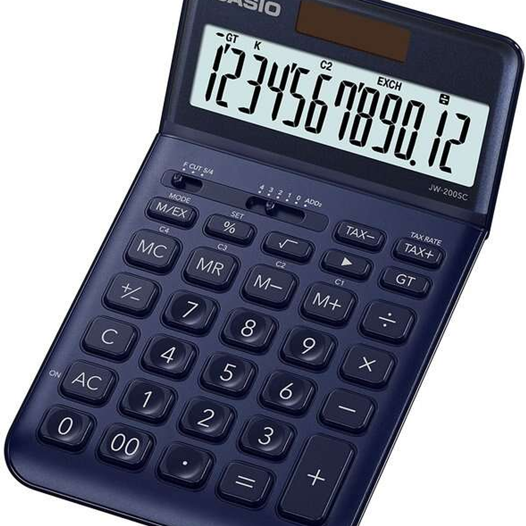 Casio JW-200SC Calculadora de Sobremesa 12 Digitos Inclinacion Ajustable - Simbolos de Comando de Funcion - Memoria Total General e Independiente - Al 1