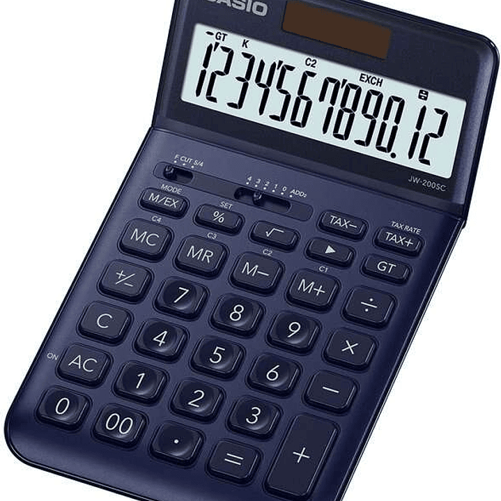 Casio JW-200SC Calculadora de Sobremesa 12 Digitos Inclinacion Ajustable - Simbolos de Comando de Funcion - Memoria Total General e Independiente - Al 1