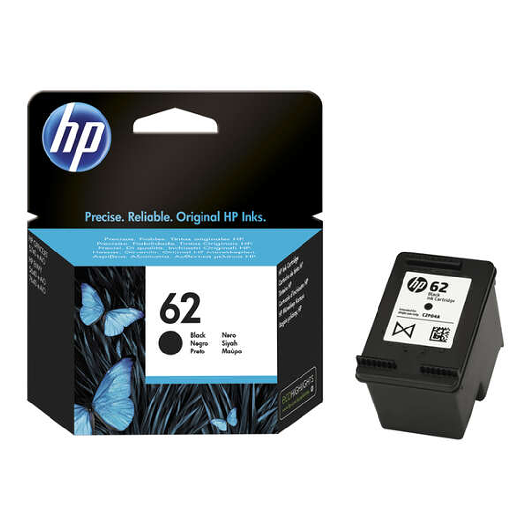 HP 62 Negro Cartucho de Tinta Original - C2P04AE 1