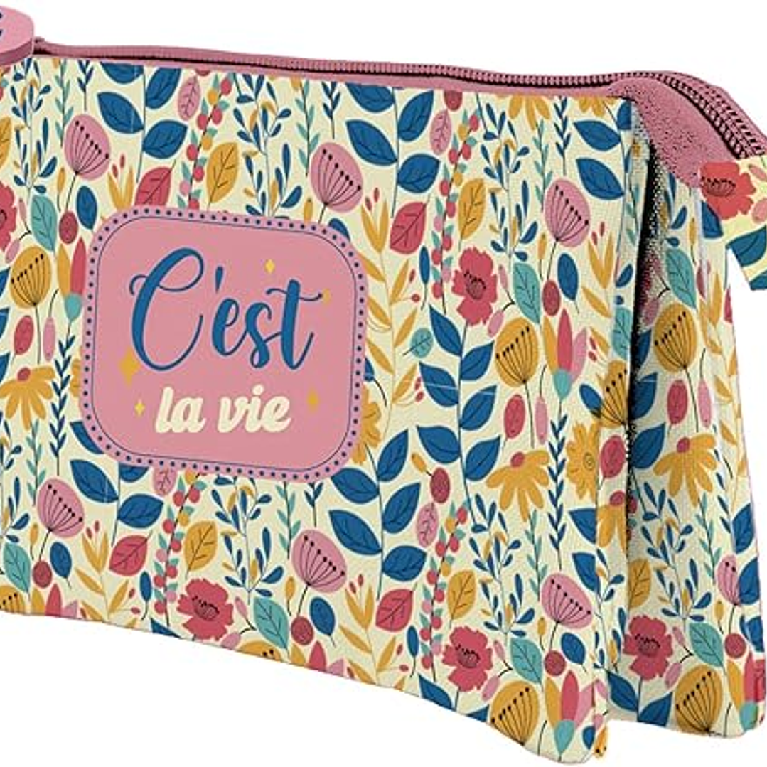 Dohe C`est la Vie Portatodo Triple - Cierre Doble con Cremallera y Tirador de Goma 1