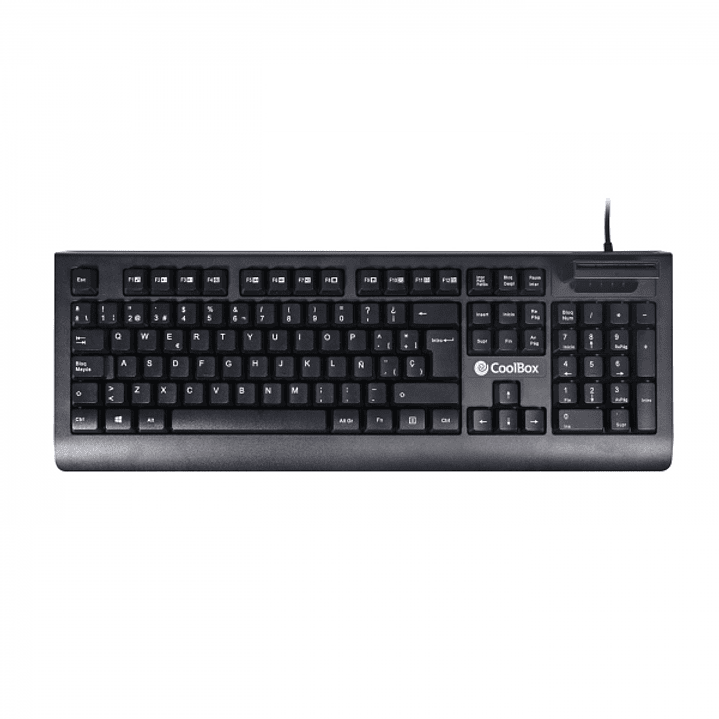 Coolbox TEC04DNI Teclado USB con Lector Inteligente de Tipo PC/SC 2.0 como DNIe o Tarjeta Sanitaria Española - Idioma Español - Color Negro 1