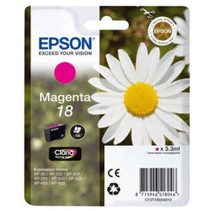 Epson T1803 (18) Magenta Cartucho de Tinta Original - C13T18034012 1