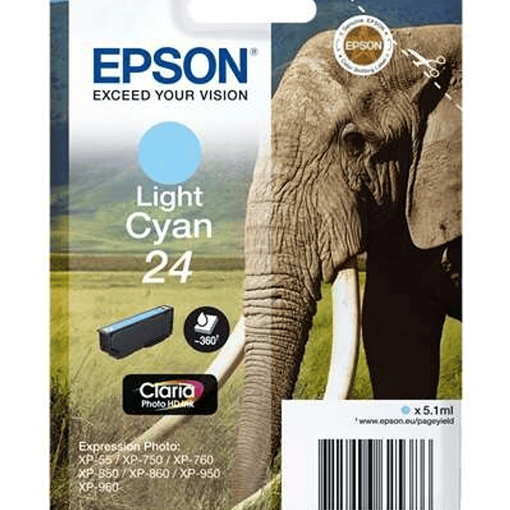 Epson T2425 (24) Cyan Light Cartucho de Tinta Original - C13T24254012 1