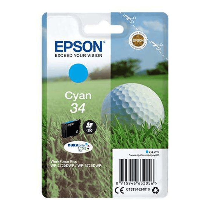 Epson T3462 (34) Cyan Cartucho de Tinta Original - C13T34624010 1