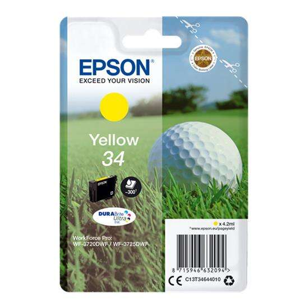 Epson T3464 (34) Amarillo Cartucho de Tinta Original - C13T34644010 1