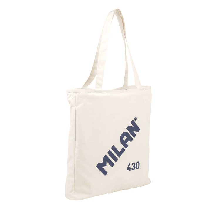 Milan Coleccion 430 Bolso Shopper 7.5L - Tamaño 38x36x6,5cm - Asa Larga 27cm - Tejido 'ripstop' - Color Beige 1