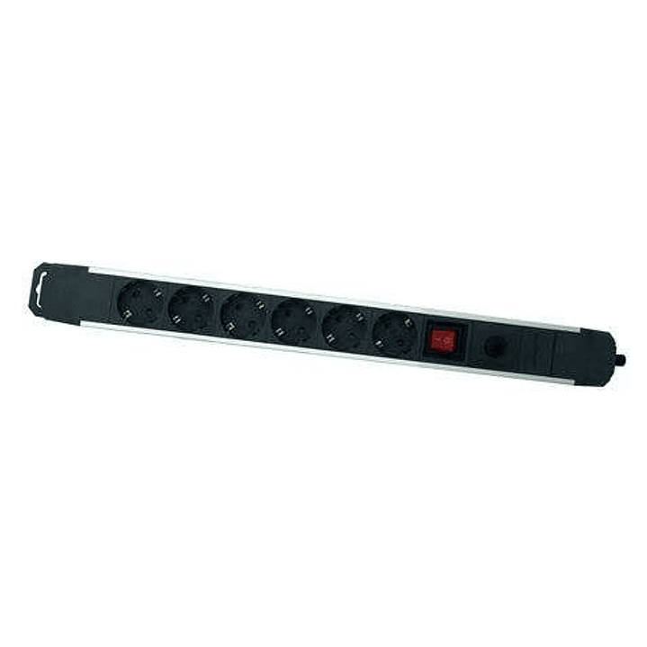 Elbat Regleta Alimentacion Aluminio - 6 Tomas Schuko - Interruptor On/Off - Proteccion de Sobrecarga - Cable de 1.50m 1
