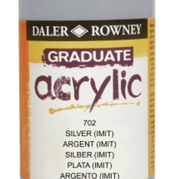 Daler Rowney Graduate Pintura Acrilica - Botella de Plastico - 500ml - Color Imitacion Plata 1
