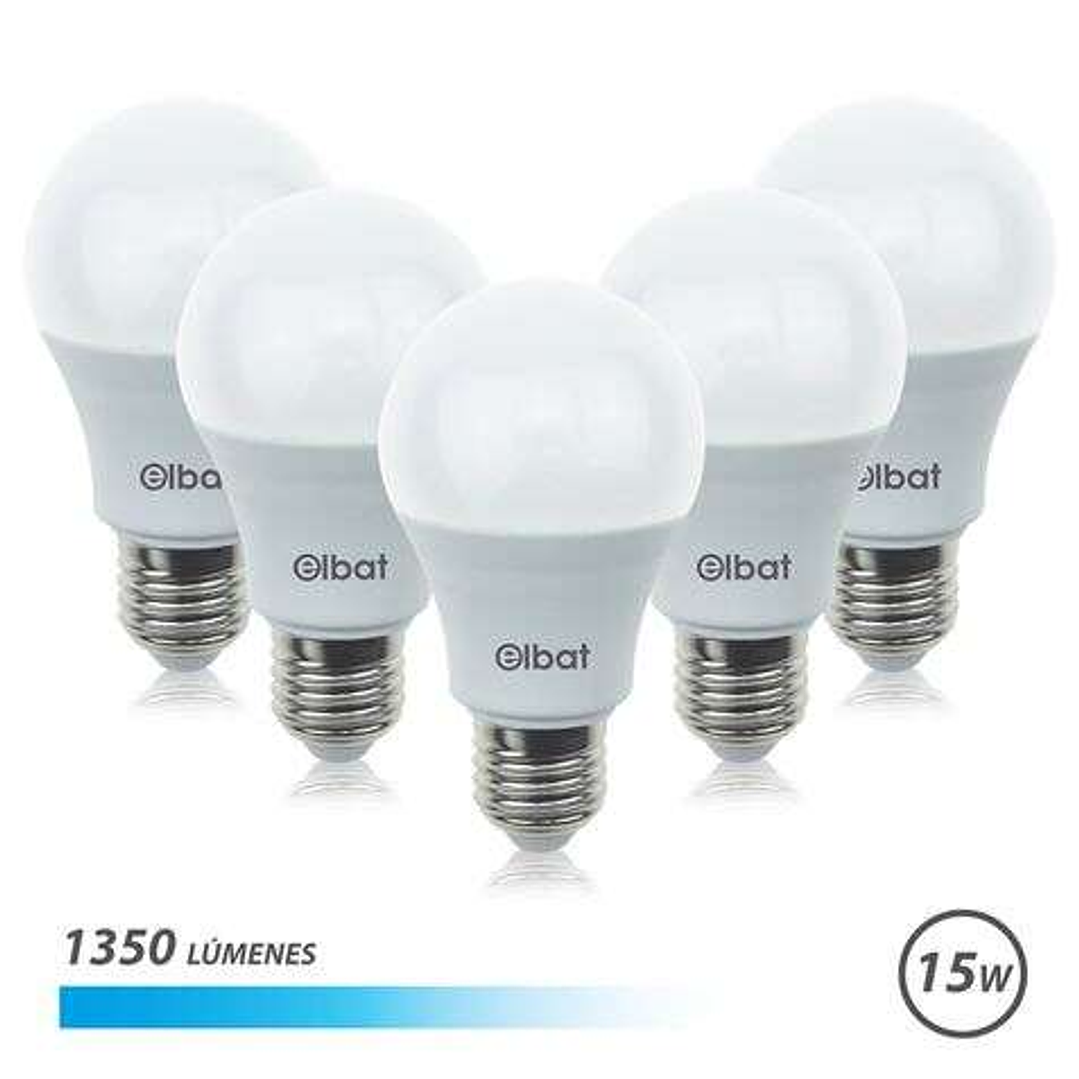 Elbat Pack de 5 Bombillas LED A60 15W E27 1350lm - 6500K Luz Fria 1