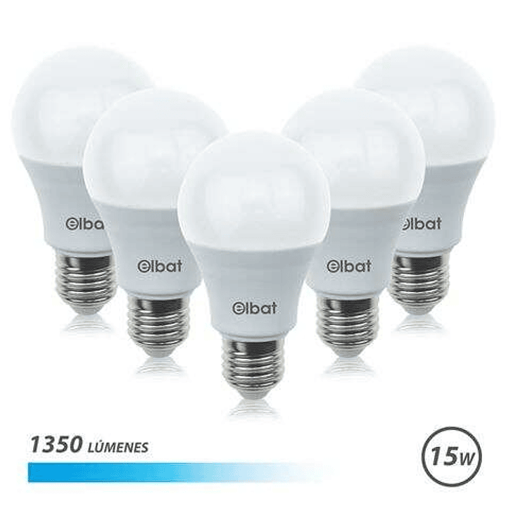 Elbat Pack de 5 Bombillas LED A60 15W E27 1350lm - 6500K Luz Fria 1