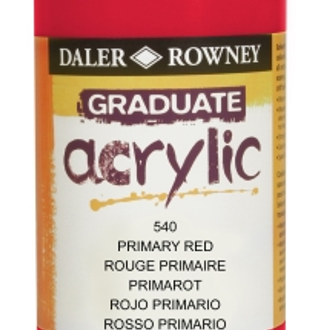 Daler Rowney Graduate Pintura Acrilica - Botella de Plastico - 500ml - Color Rojo Primario 1