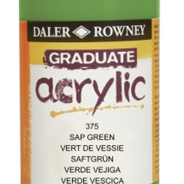 Daler Rowney Graduate Pintura Acrilica - Botella de Plastico - 500ml - Color Verde Vejiga 1