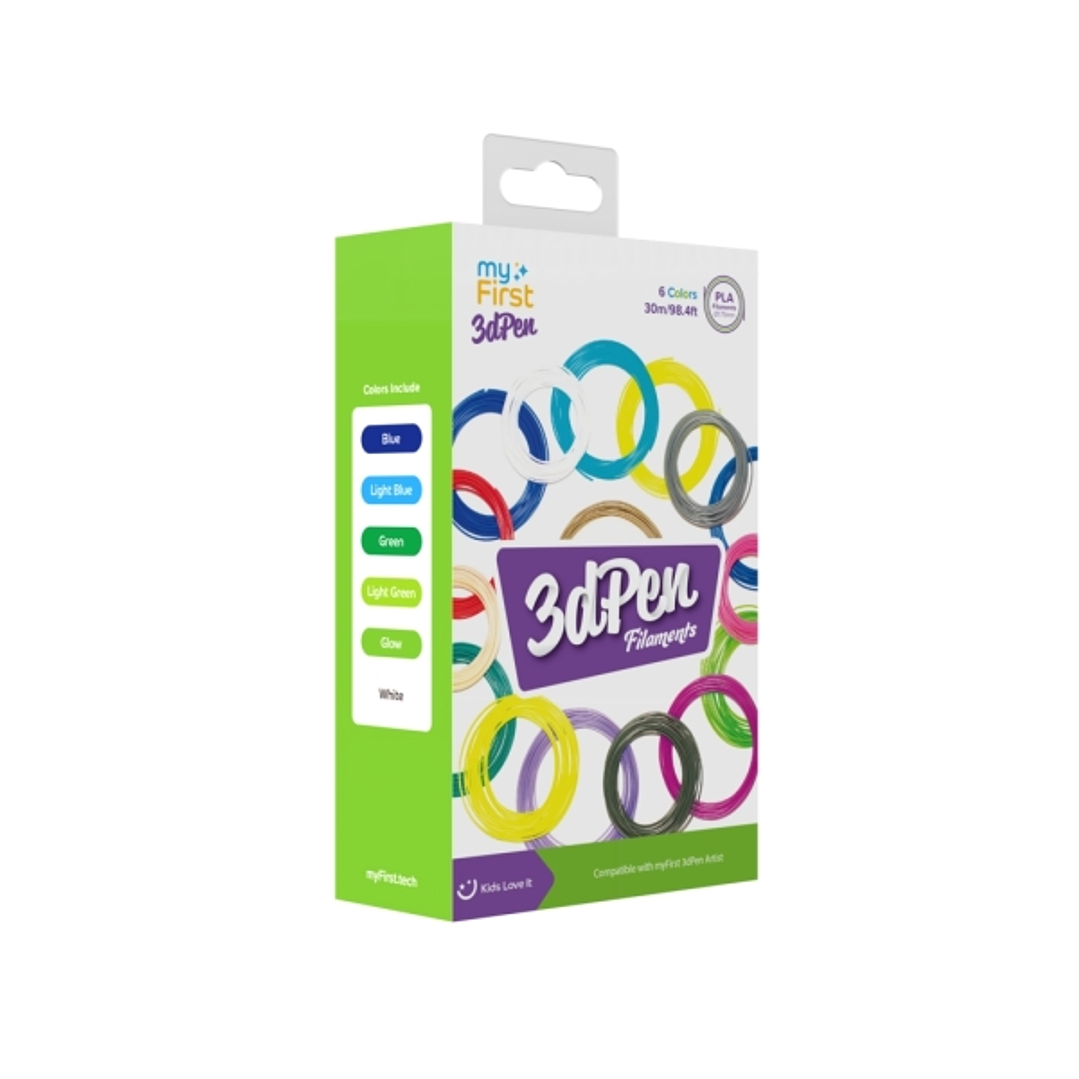 MyFirst Filament Refill - Pack 5 Recambios Filamentos para 3D PEN Artist - Colores Calidos, Amarillo, Rosa, Rojo, Purpura, Negro y Verde 1