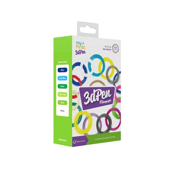 MyFirst Filament Refill - Pack 5 Recambios Filamentos para 3D PEN Artist - Colores Calidos, Amarillo, Rosa, Rojo, Purpura, Negro y Verde 1