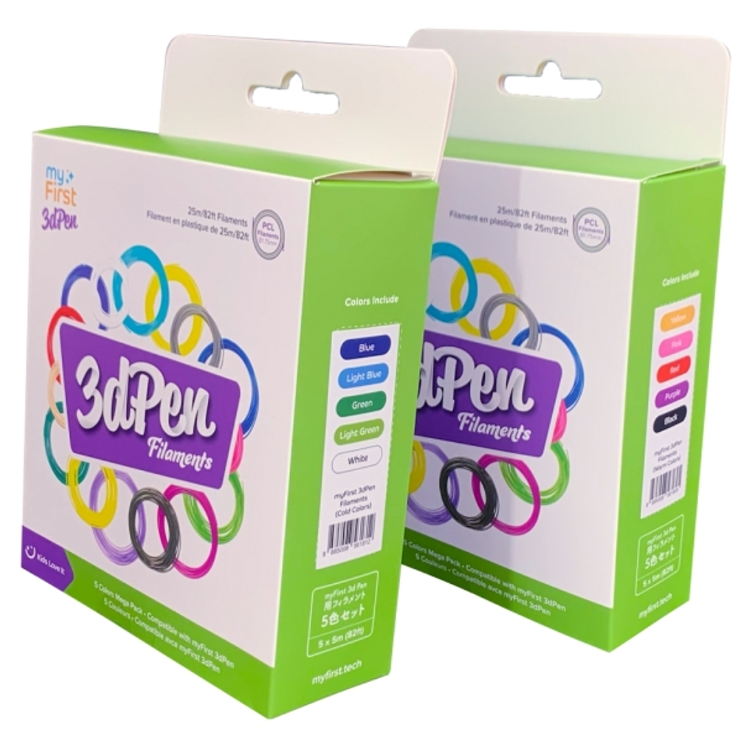 MyFirst Filament Refill - Pack 5 Recambios Filamentos para 3D PEN Make - Colores Calidos, Amarillo, Rosa, Rojo, Purpura y Negro 1