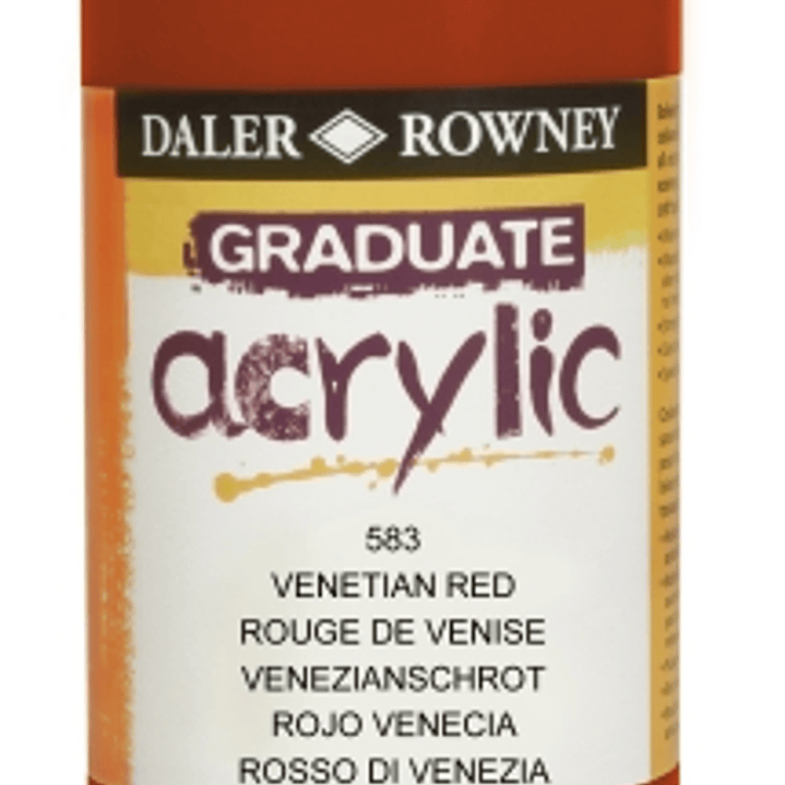 Daler Rowney Graduate Pintura Acrilica - Botella de Plastico - 500ml - Color Rojo Veneciano 1