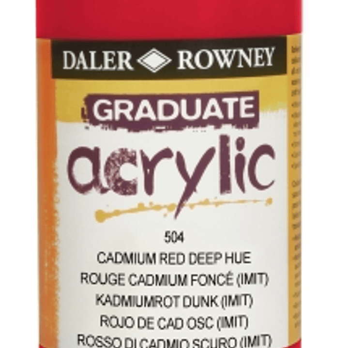 Daler Rowney Graduate Pintura Acrilica - Botella de Plastico - 500ml - Color Rojo de Cadmio Profundo 1