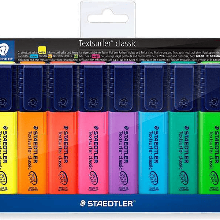 Staedtler Textsurfer Classic 364 Pack de 8 Marcadores Fluorescentes - Secado Rapido - Trazo 1 - 5mm - Colores Surtidos 1