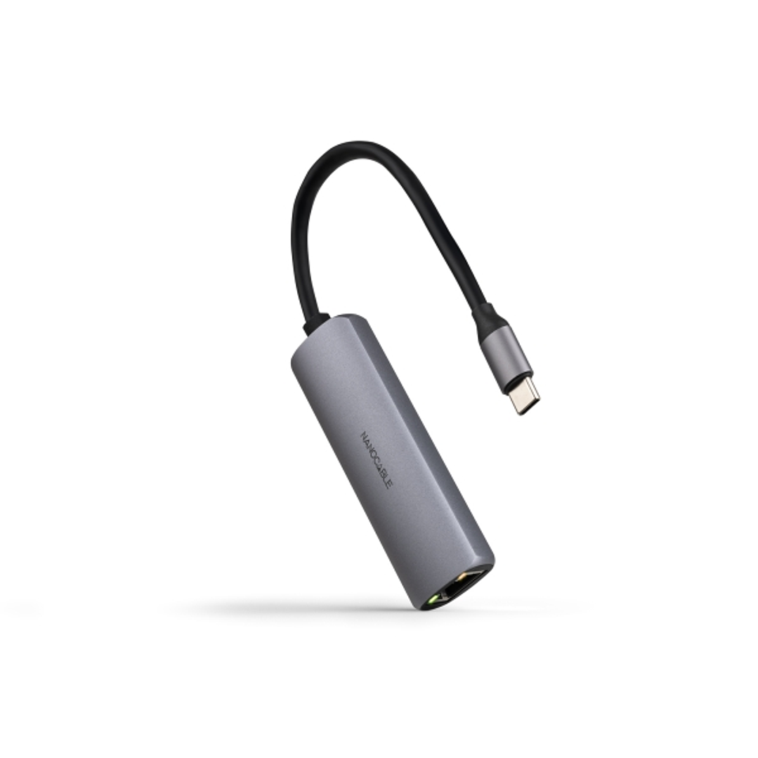 Nanocable Adaptador de Red USB-C a Ethernet Gigabit 10/100/1000 Mbps - USB-C 100W - Aluminio - 18cm - Color Gris 1