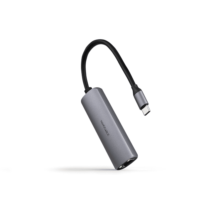 Nanocable Adaptador de Red USB-C a Ethernet Gigabit 10/100/1000 Mbps - USB-C 100W - Aluminio - 18cm - Color Gris 1