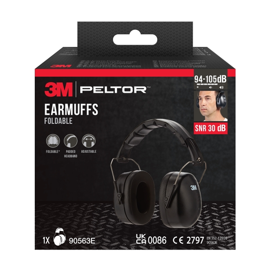 3M Orejeras Auditivas - SNR 30dB - Diadema Plegable - Ajustable - Color Negro 1