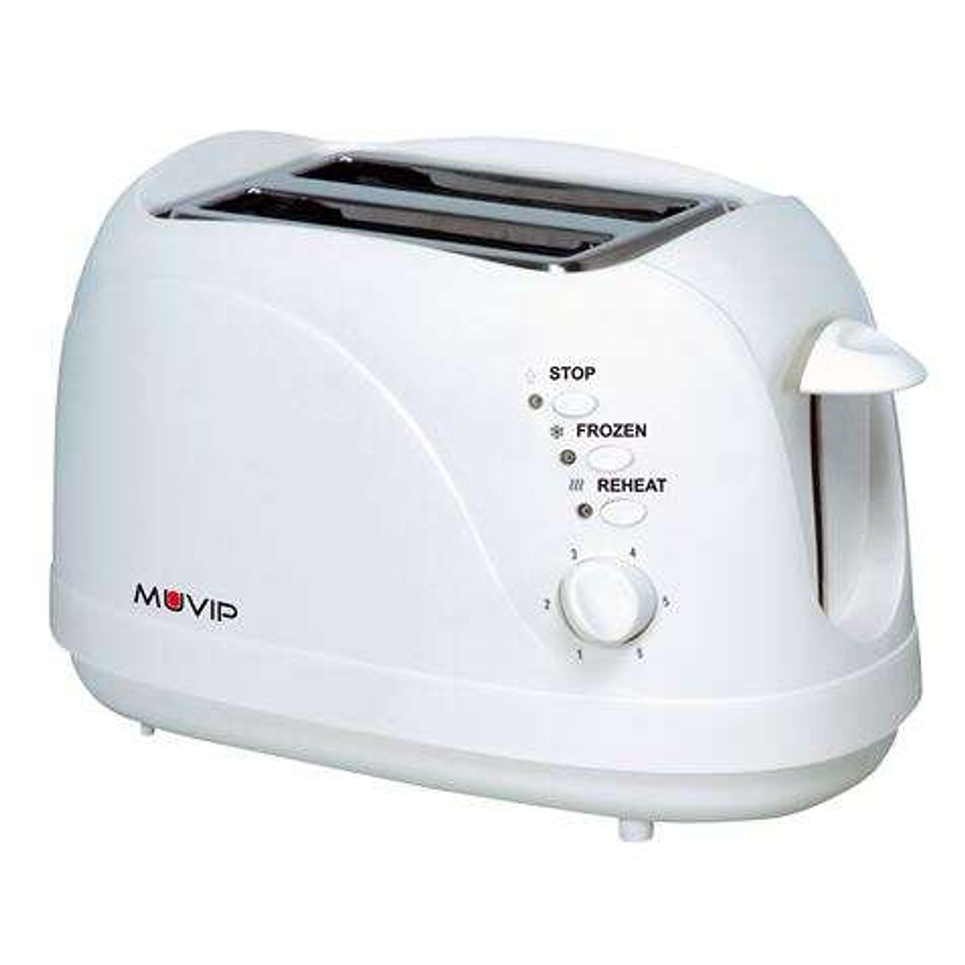 Muvip Tostadora de Pan 750W - Capacidad para 2 Rebanadas - 6 Niveles de Tostado - Funcion Calentar, Descongelacion y Recalentar - Parada Automatica y  1