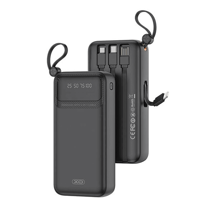XO PR279 Powerbank 20000mAh - USB-A, USB-C, USB-Micro y Lightning - Cables Integrados - Pantalla Digital - Color Negro 1
