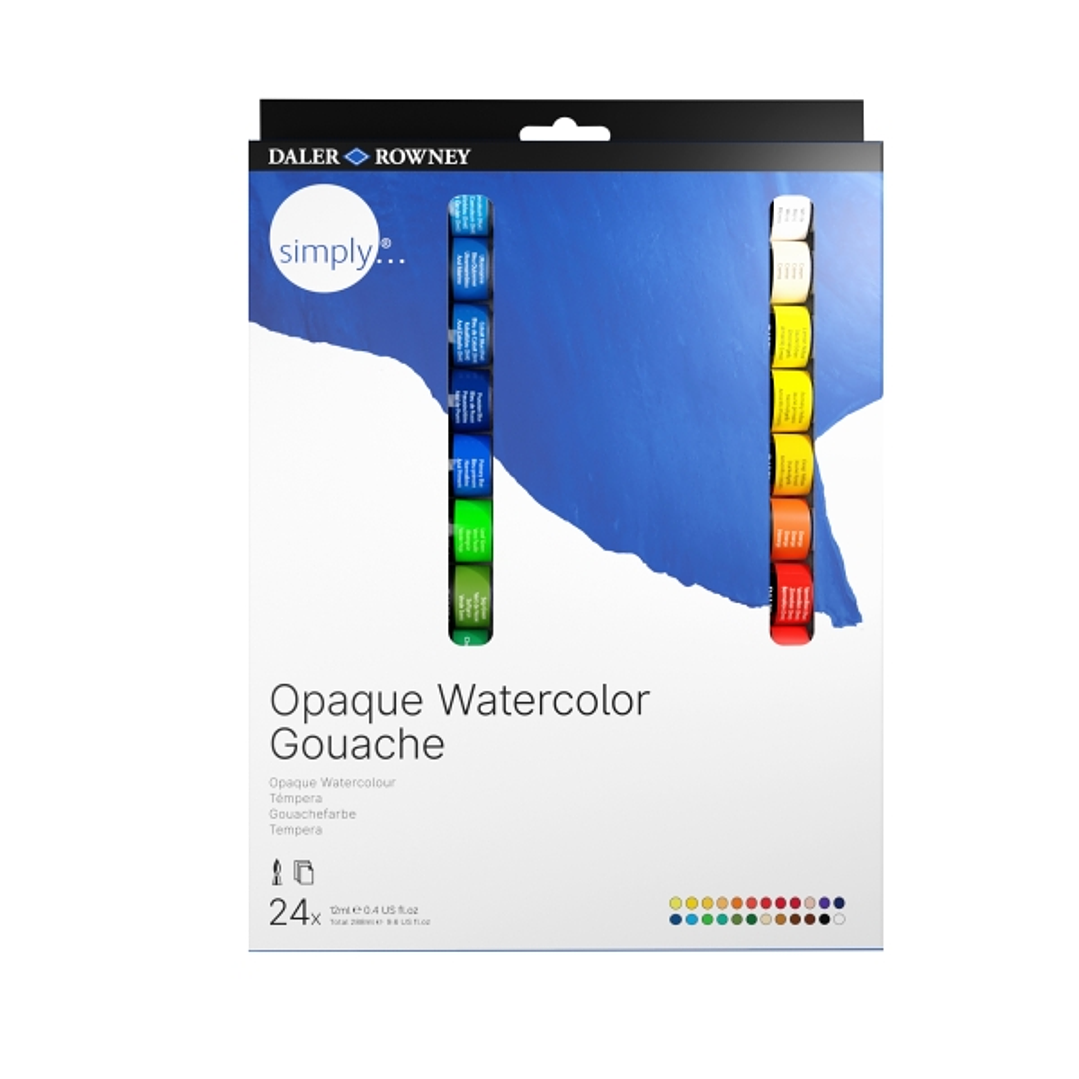 Daler Rowney Simply Pack de 24 Tubos de Temperas Gouache - 18ml - Colores Surtidos 1