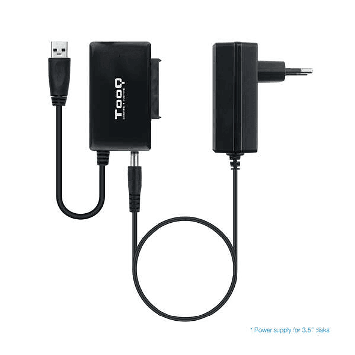 Tooq Adaptador USB 3.0 USB-A a SATA para Discos Duros de 2.5” y 3.5” con Alimentador - Color Negro 1