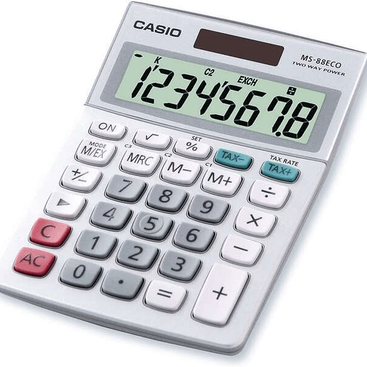 Casio MS88ECO Calculadora de Escritorio Financiera - Conversion de Moneda - Calculo de Impuestos - Pantalla LCD de 8 Digitos - Solar y Pilas 1