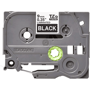 Brother TZe325 Cinta Laminada Original de Etiquetas - Texto blanco sobre fondo negro - Ancho 9mm x 8 metros